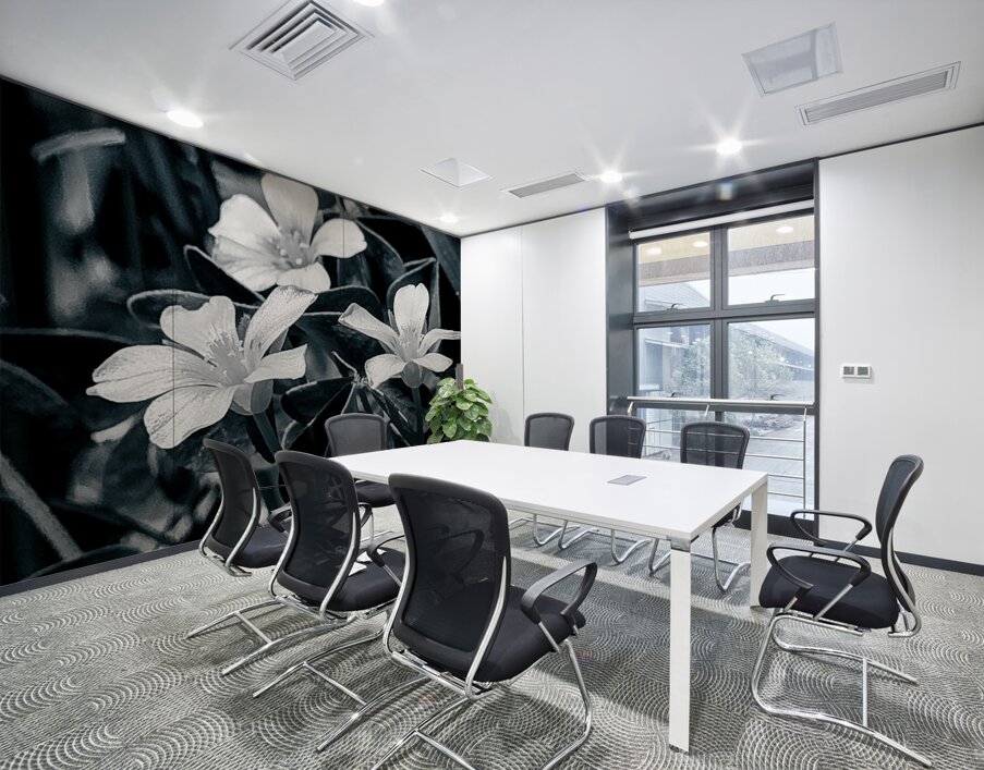 Black and White Flowers Wall Printing